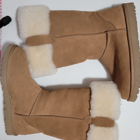 NEW UGG Suhenny Wool Boots Womens 6 Suede Winter Cozy Fur Warm Boho - Picture 6 of 11